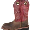 Youth Brown And Burnt Red Square Toe Boots