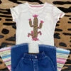 COWBOY HARDWARE Girl's White Leopard Cactus Tee