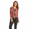 Rock & Roll Cowgirl Women's Pink And Black Aztec Hi Lo Shirt