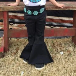 Distressed Black Toddler Bell Bottoms
