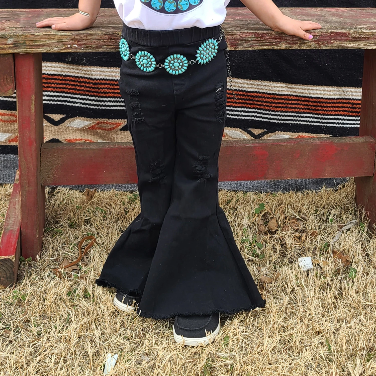 Distressed Black Toddler Bell Bottoms
