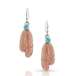 Montana Silversmiths Montana Silver Gift Of Rose Gold Freedom Feather Earrings