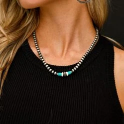 Navajo Pearl With Ivory & Turquoise Beaded Accent Necklace