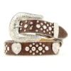 Girl's Nocona Brown Heart Concho Belt