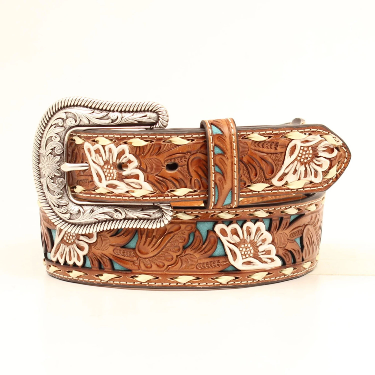 Nocona Ladies Pierced Floral Belt