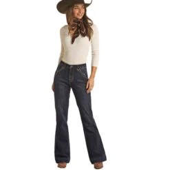 Rock & Roll Cowgirl High Rise With Rivets Trouser