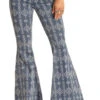 Rock & Roll Women's Blue Aztec Bell Bottom