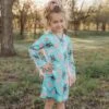 Shea Baby Turquoise Running Horse Long Sleeve Fringe Dress