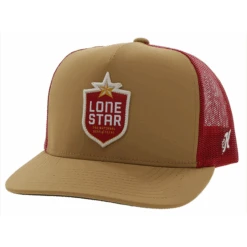 Hooey High Crown Work Tan/Red Cap-Lone Star Patch