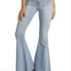 Light Multi-Dart Bell Bottom Jeans