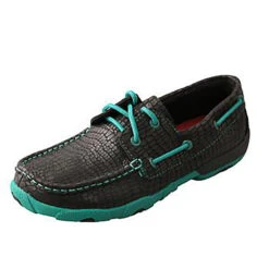 Twisted X Women's Black Croc Print With Lush Green Lacing